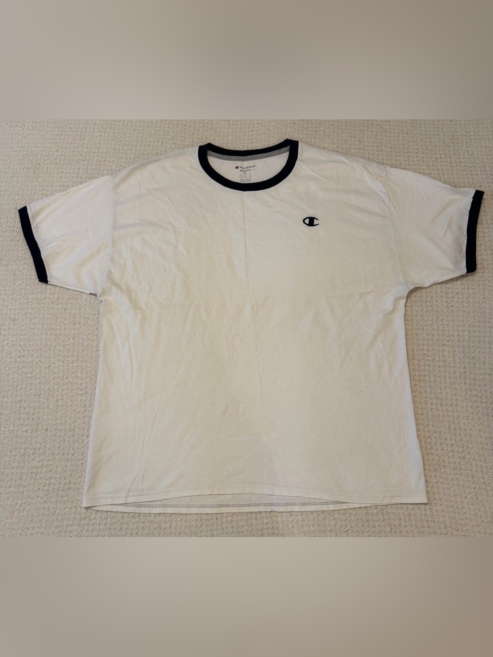 Champion Authentic Ringer T-Shirt White Navy Men's XL